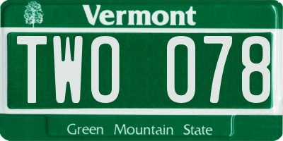 VT license plate TWO078