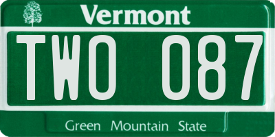VT license plate TWO087
