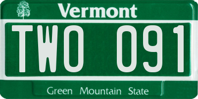 VT license plate TWO091