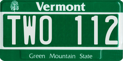 VT license plate TWO112