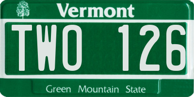VT license plate TWO126