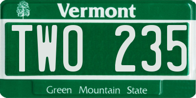 VT license plate TWO235