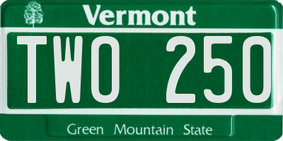 VT license plate TWO250