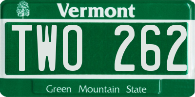 VT license plate TWO262