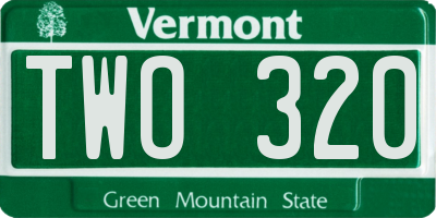 VT license plate TWO320
