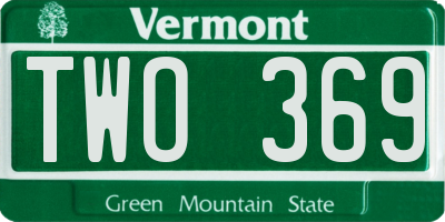 VT license plate TWO369