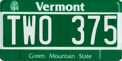 VT license plate TWO375