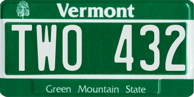 VT license plate TWO432
