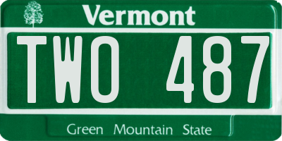 VT license plate TWO487