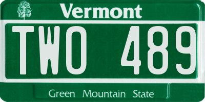 VT license plate TWO489