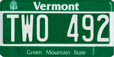 VT license plate TWO492
