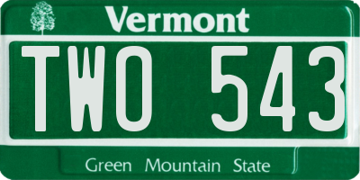 VT license plate TWO543