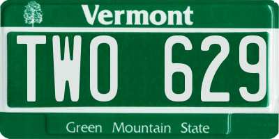 VT license plate TWO629