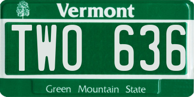 VT license plate TWO636