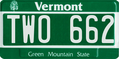 VT license plate TWO662