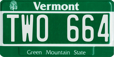 VT license plate TWO664