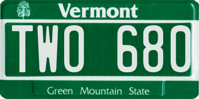 VT license plate TWO680