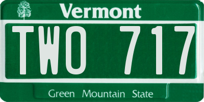 VT license plate TWO717
