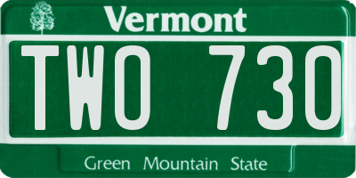 VT license plate TWO730