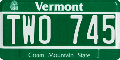 VT license plate TWO745
