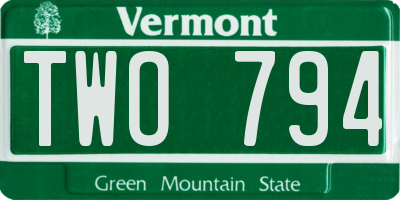 VT license plate TWO794