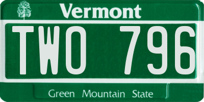 VT license plate TWO796