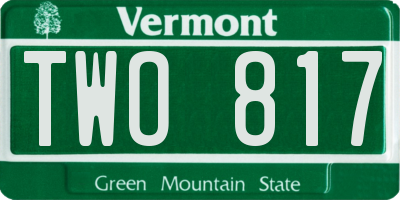 VT license plate TWO817