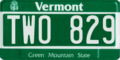 VT license plate TWO829