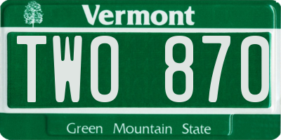 VT license plate TWO870