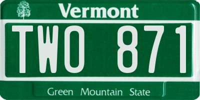 VT license plate TWO871