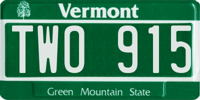 VT license plate TWO915