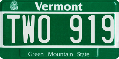 VT license plate TWO919