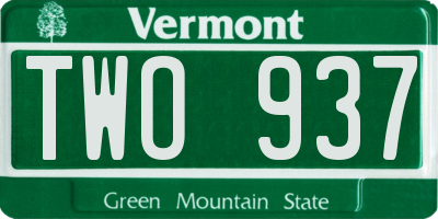 VT license plate TWO937
