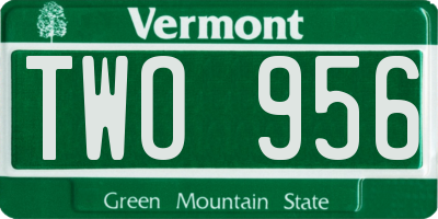 VT license plate TWO956