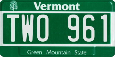 VT license plate TWO961