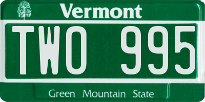 VT license plate TWO995