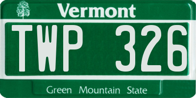 VT license plate TWP326