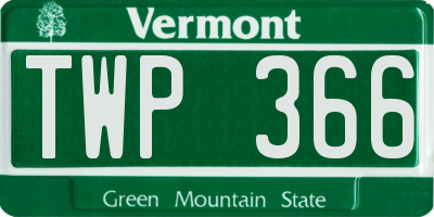 VT license plate TWP366