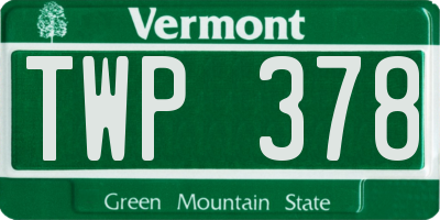 VT license plate TWP378