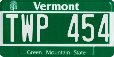 VT license plate TWP454