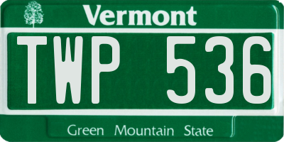 VT license plate TWP536