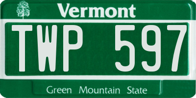 VT license plate TWP597