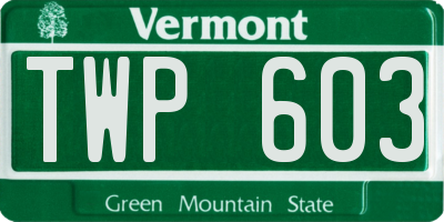 VT license plate TWP603
