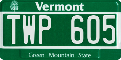 VT license plate TWP605