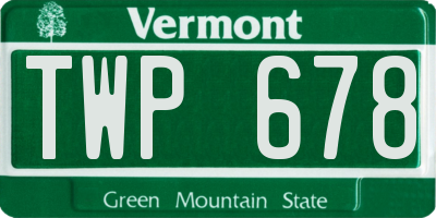 VT license plate TWP678