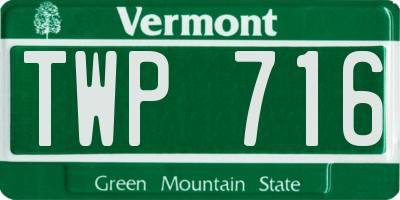 VT license plate TWP716