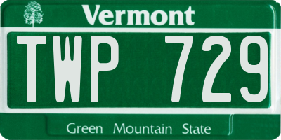 VT license plate TWP729