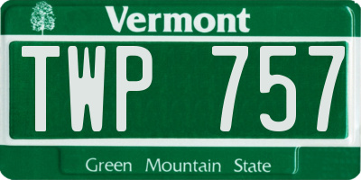 VT license plate TWP757