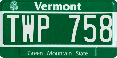 VT license plate TWP758