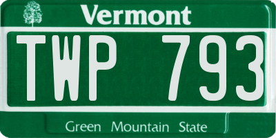 VT license plate TWP793